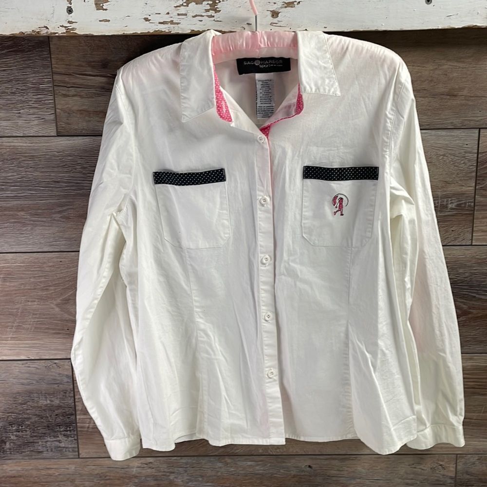 Sag Harbor Sport In Action Vintage Cotton Golf Shirt Women’s Long Sleeve Size Me